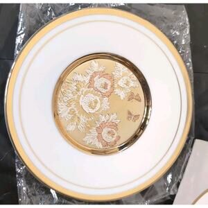 Vintage The Art Of Chokin Flowers And Butterflies Decorative Plate 6" 24K Edged